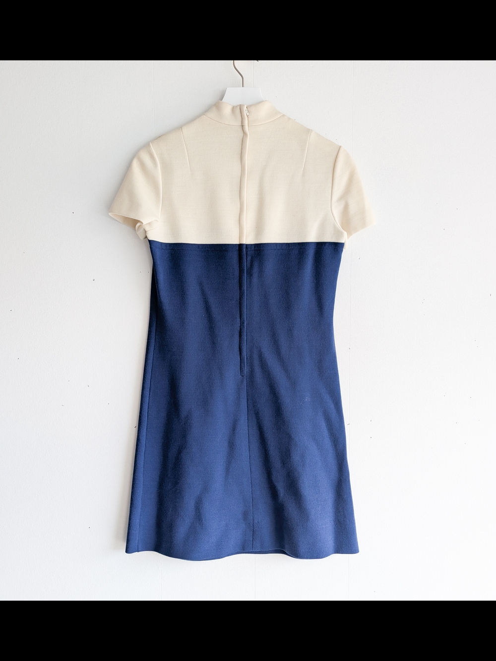 Vintage 1960s Peck & Peck Blue & White Wool Double Breast Pea Coat Dress Set Med - Picture 7 of 10